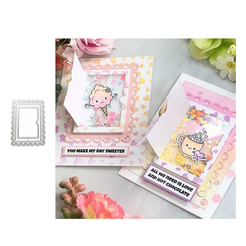 

Cute Lace Rectangle Door Metal Cutting Dies Craft for Scrapbooking Diy Handmade Knife Mould Blade Punch Stencils Dies Cut Model