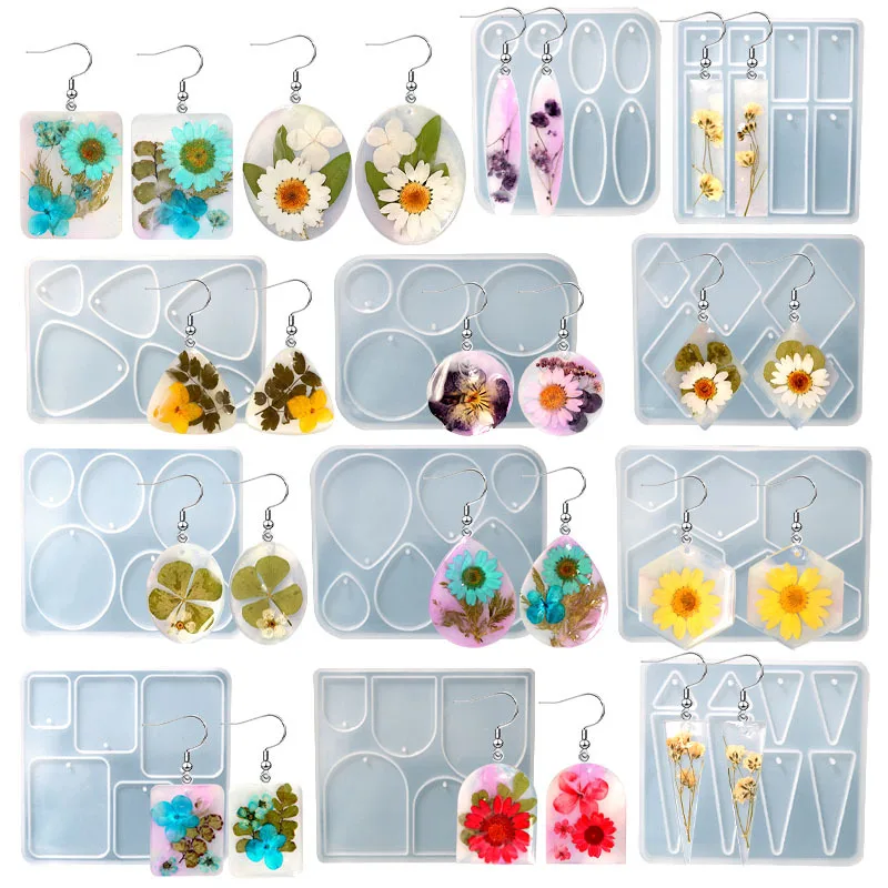 

Geometric Earring Pendant Silicone Mold Epoxy Resin Earring Mould for DIY Jewelry Keychain Necklace Charms Epoxy Resin Crafts