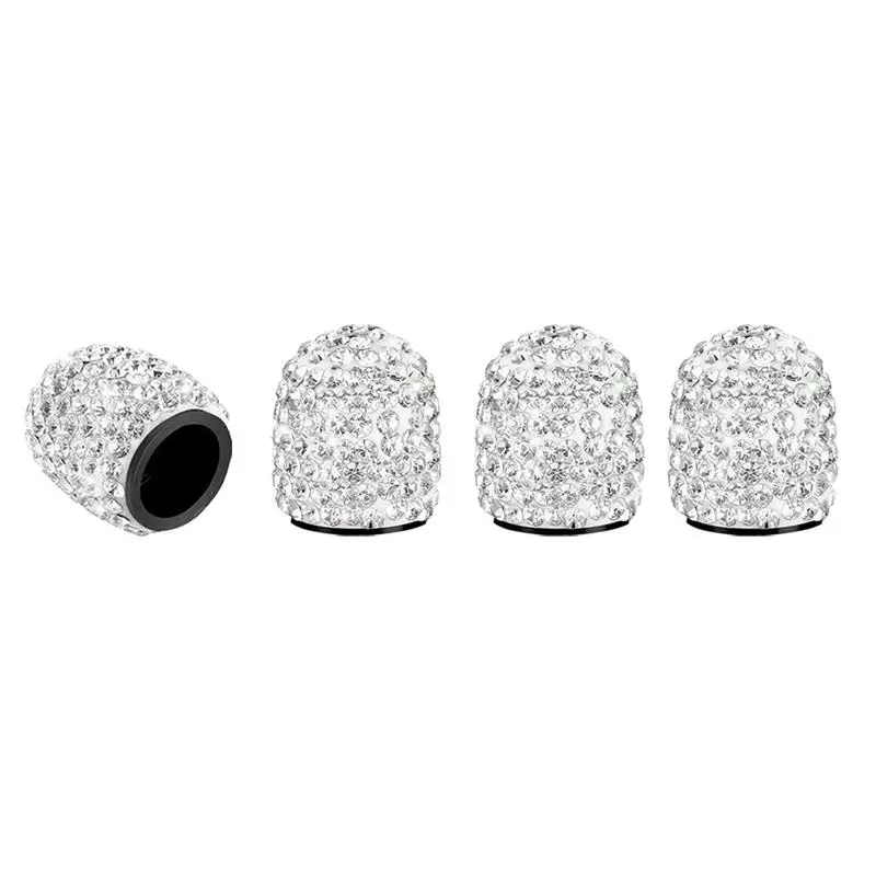 

4pcs Bling Crystal Diamond Car Wheel Tire Caps Airdust Waterproof Tyre Rim Stem Covers For Automobiles Motorcycles Bikes