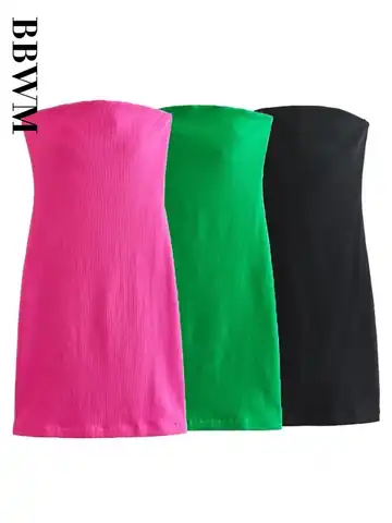 2023 Off Shoulder Mini Dress Woman Tube Bodycon Dress Women Summer Vintage Backless Sexy Short Dresses Chic Female Party Dresses