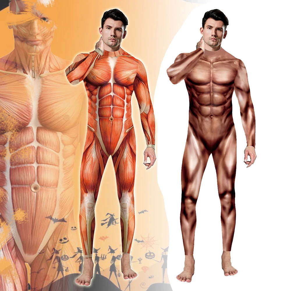 

Комбинезон для косплея с 3D-принтом черепа, мышечной атаки на титанов, женский и мужской каркас, костюм для косплея на Хэллоуин, Женское боди