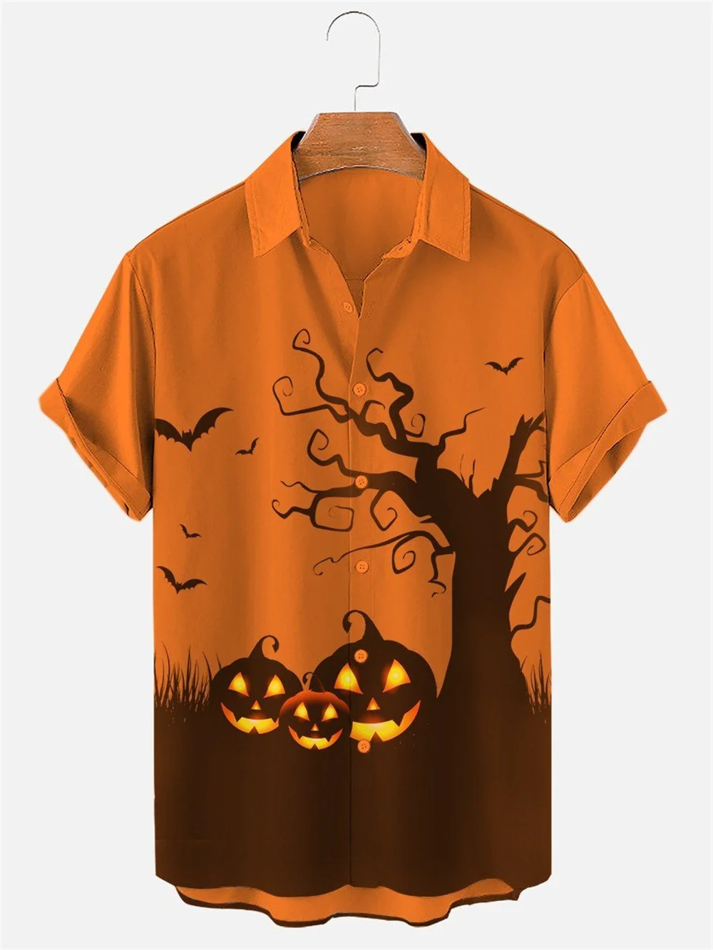 2023 Shirts Men's Shirt Jack-o-lantern Skull Print 3d Shirt For Men Street Party Casual Short Sleeve Men's Hawaiian Shirts Top