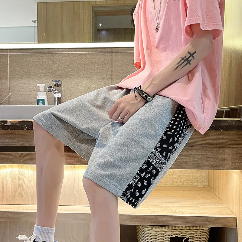2022 Summer New Hong Kong Style Shorts Men's Korean Fashion Versatile Casual Pants Casual Sports Capris Men gym shorts