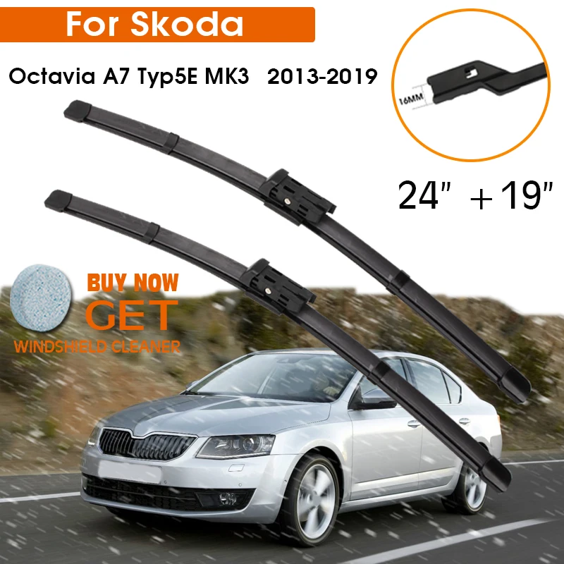 

Car Wiper Blade Blades For Skoda Octavia A7 Typ5E MK3 2013-2019 24"+19" Windshield Windscreen Clean Rubber Silicon Cars Wipers