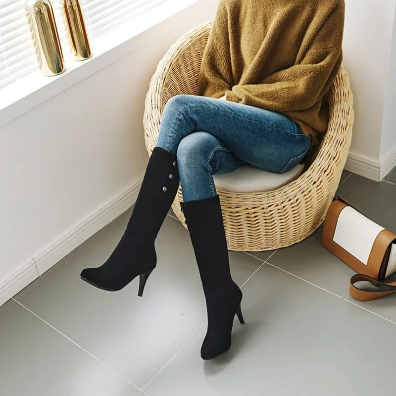 Women Boots Tassel Platform Boots Gothic Knee High Boots Woman Shoes High Heels Sexy Plus Size 33-43 Shoes for Women Heels Women
