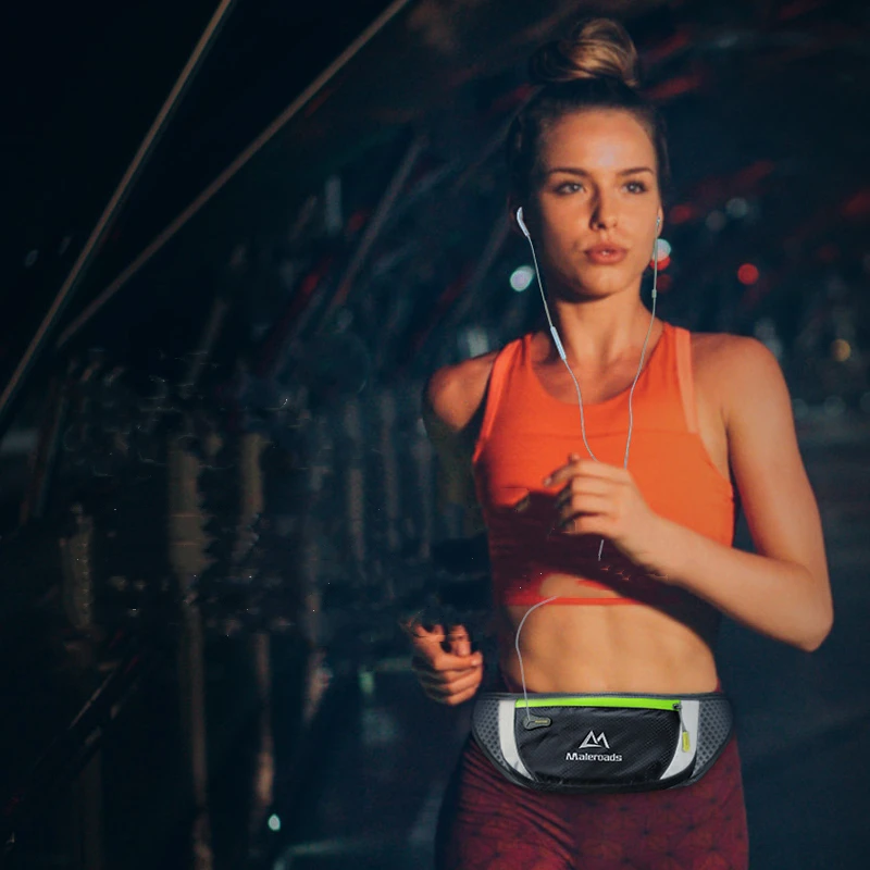 Maleroads Waterproof Running Waist Bags Utility Gym Fanny Pack Sport Fitness Jogging Belt Bags Cell Phone Pocket For Men Women