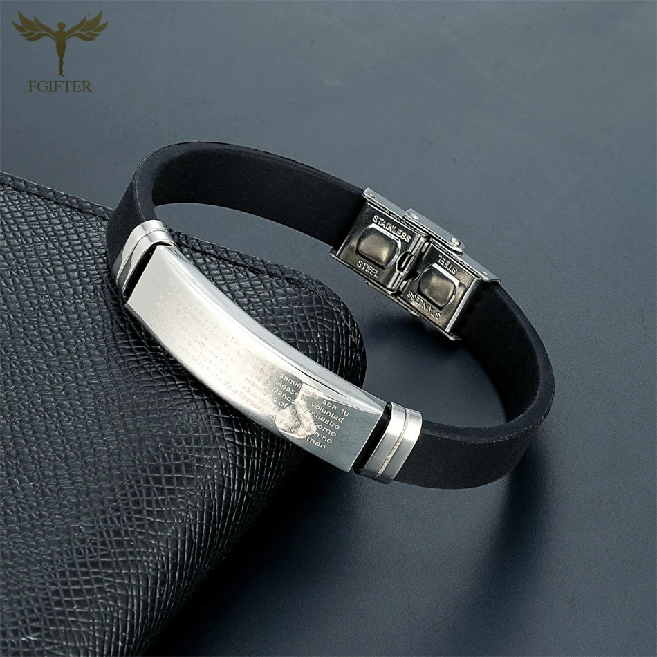 Нержавеющая сталь Библия Молитва Крест Браслет Христианские украшения Белый