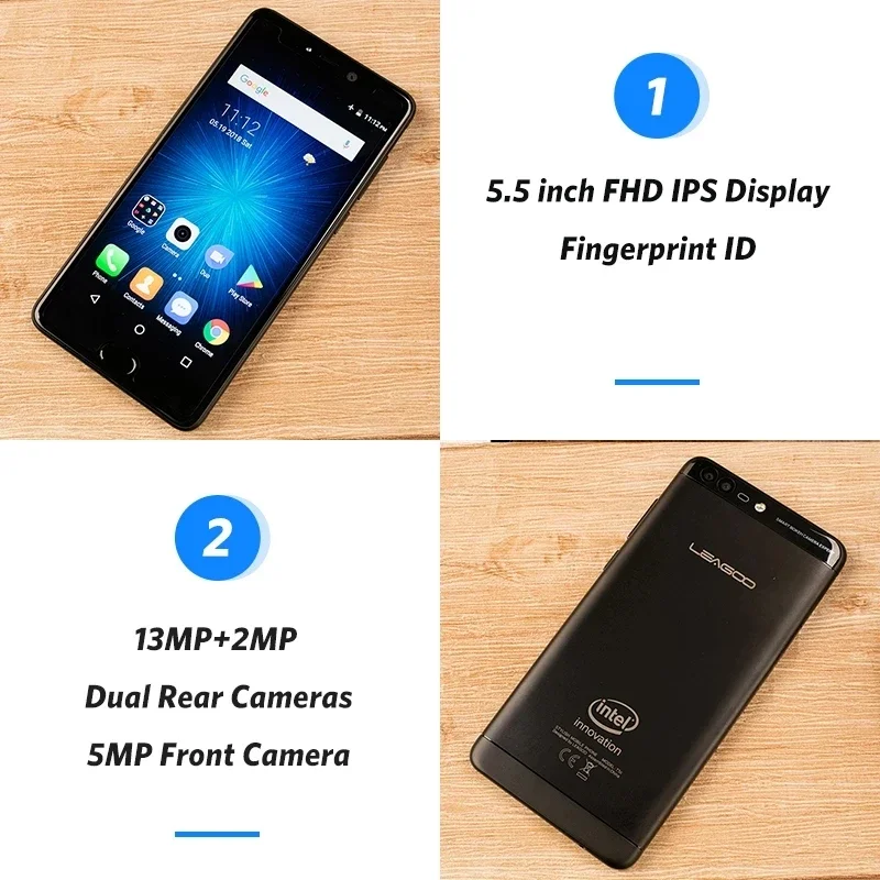 Фото Смартфон Leagoo T5C 5,5 дюйма, 1920x1080 FHD, 3 ГБ ОЗУ, 32 ГБ, SC9853 Octa Core, Android 7.0, 13 МП, сканер отпечатков пальцев, 4G LTE №2