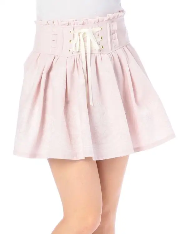 

SALES Japan Liz Lisa Velvet Ribbon Flocking Printed High Waist Skirts