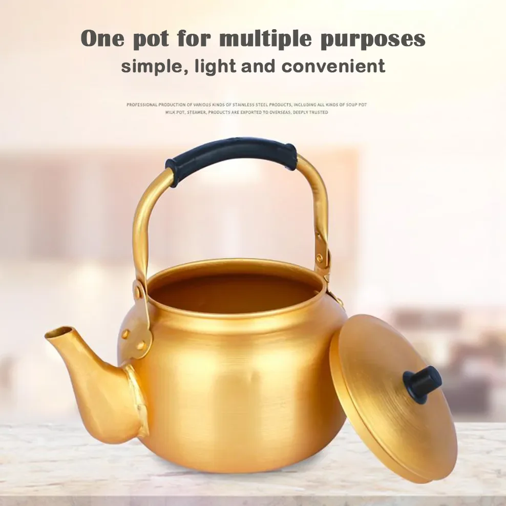 

10L High Capacity Yellow Aluminum Boil Water Kettle Korean Style Rice Jug For Home Thick Aluminum Boiling Water Pot