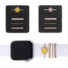 Металлические подвески, декоративное кольцо для Apple Watch, ремешок, цветок, солнце, Алмазное украшение, силиконовый ремешок для смарт-часов, аксессуары для iwatch