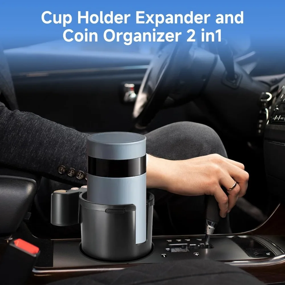 Автомобильный подстаканник 2-в-1 с органайзером для монет регулируемое основание