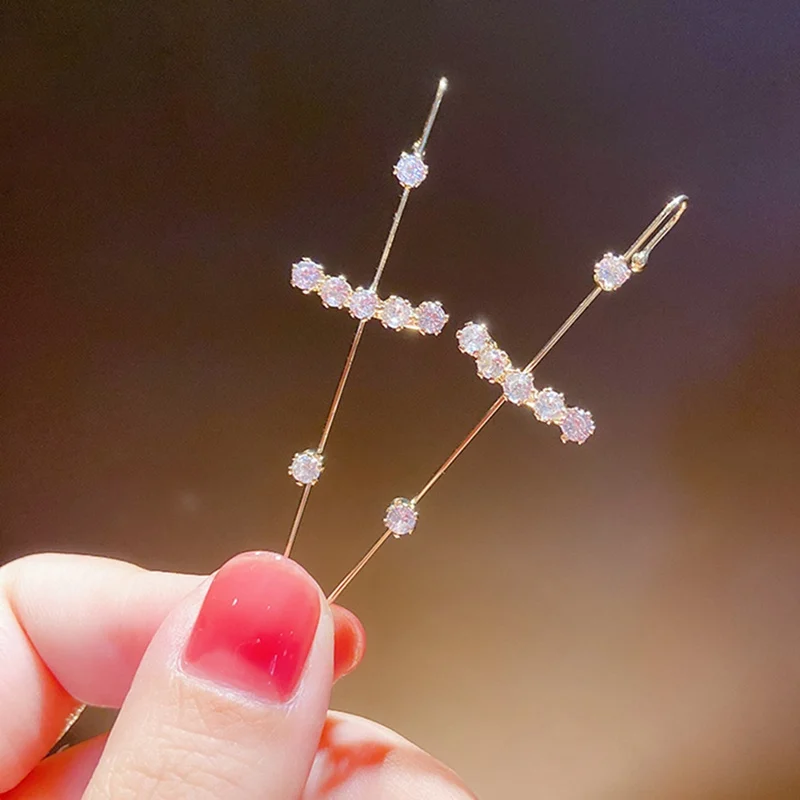 

Zircon Multi-wearing Method Stud Earrings Metal Punk Trendy Geometric Women