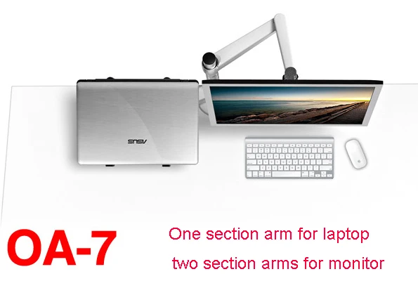 

OA-7 мультимедийный настольный двойной держатель для ЖК-монитора с полным движением + держатель для ноутбука с одной ручкой