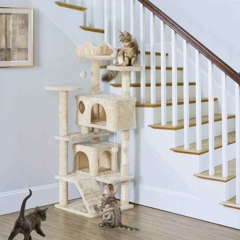 

Ultimate Climber Cat Scratching Post Tree, Activity Centre with Den, Beige Indoor Cat Fitness