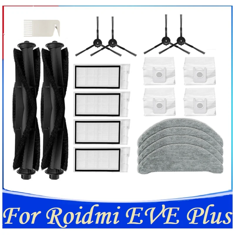 

19Pcs Accessories Kit For Roidmi Eve Plus Main Side Brush Washable HEPA Filter Mop Cloth Dust Bag Vacuum Cleaner Parts