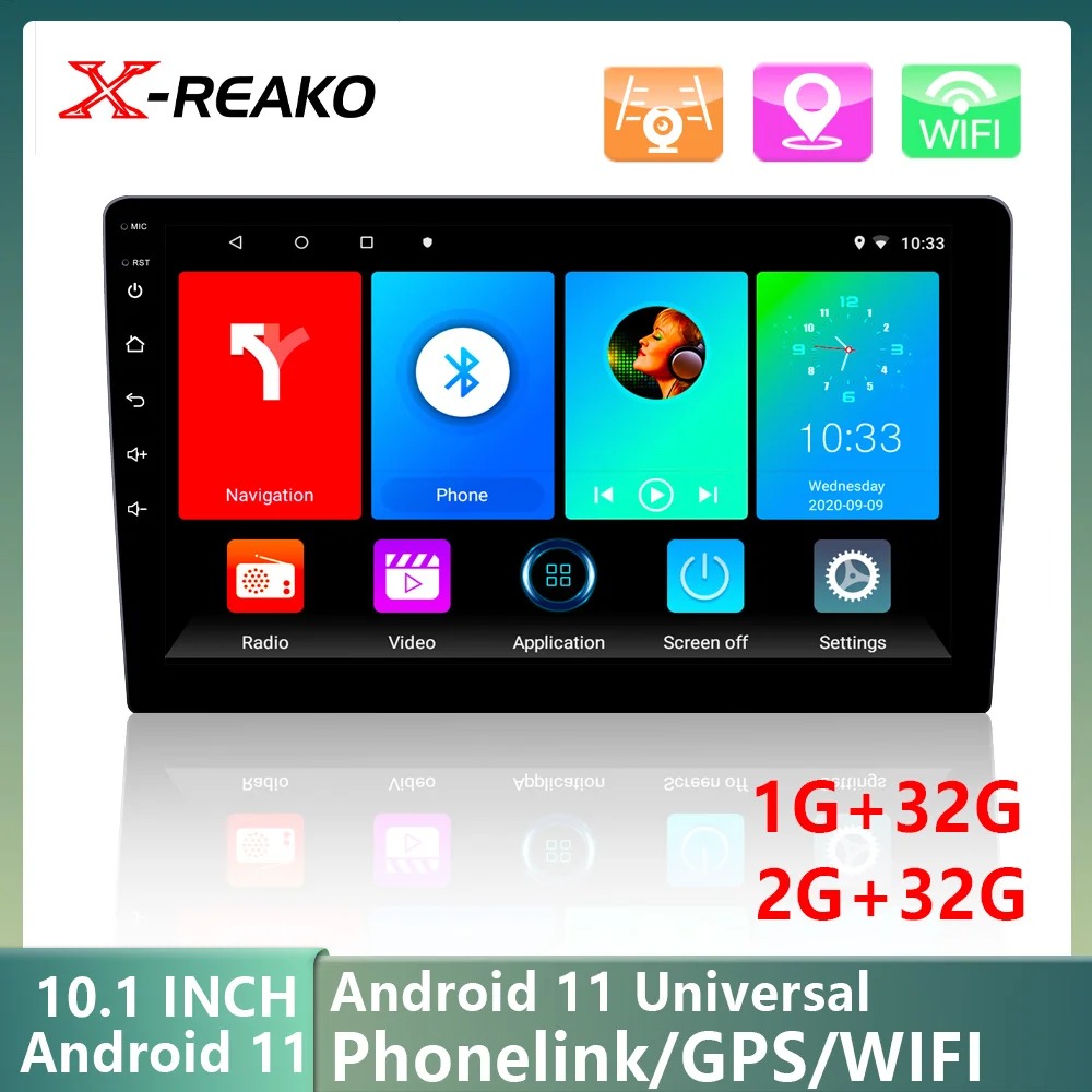 

X-REAKO 2 Din 10,1 ''Android 11 Автомобильный мультимедийный плеер GPS-навигация BT автомобильное аудио Wifi USB FM MirrorLink HD автомобильное аудио радио
