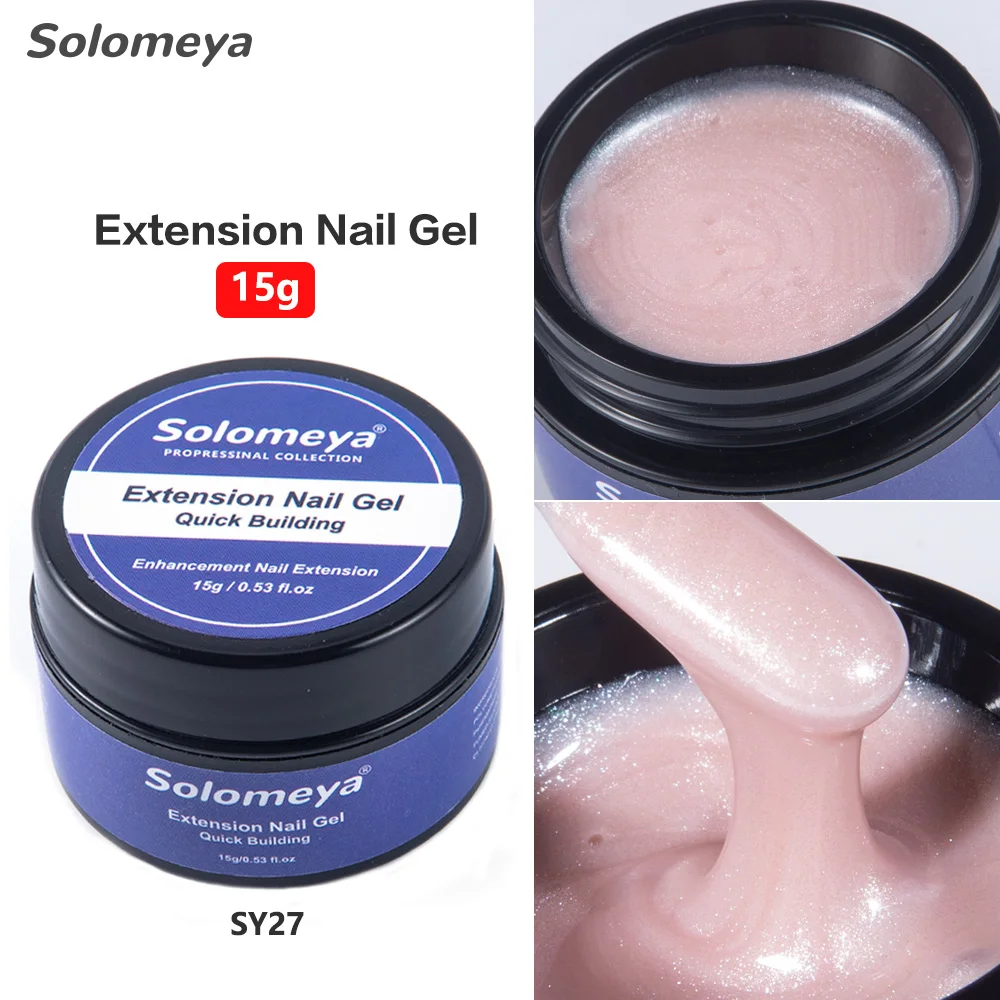 

Solomeya 15g Quick Extension Nail Gel Varnish Fast Building For Finger Nail Art Extend Long Lasting Glitter Self Leveling Gel