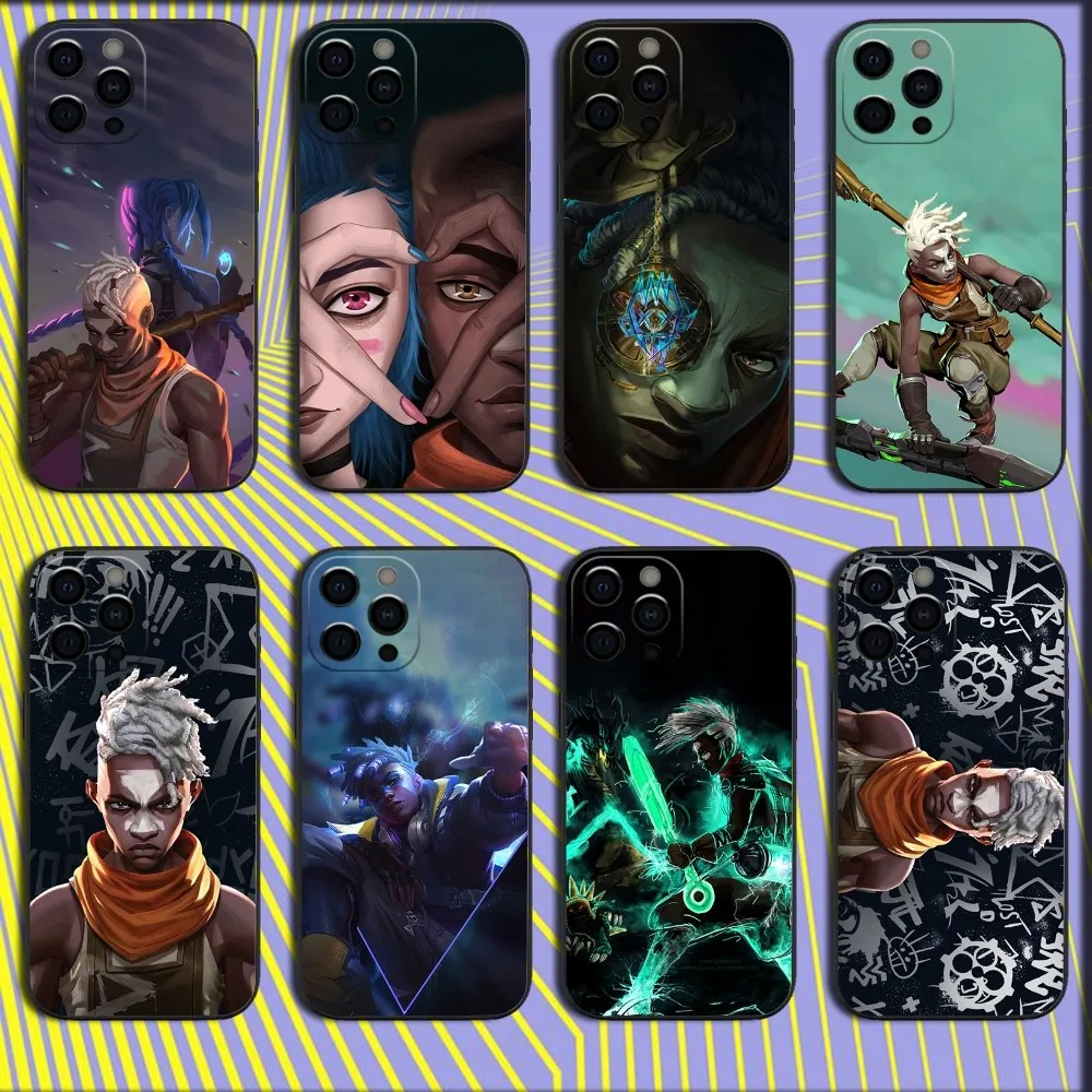 Чехол для телефона L-LOL Ekko Arcane Jinx iPhone 16 15 14 13 12 11 Pro X XS Max XR Plus Mini Soft Black Cover