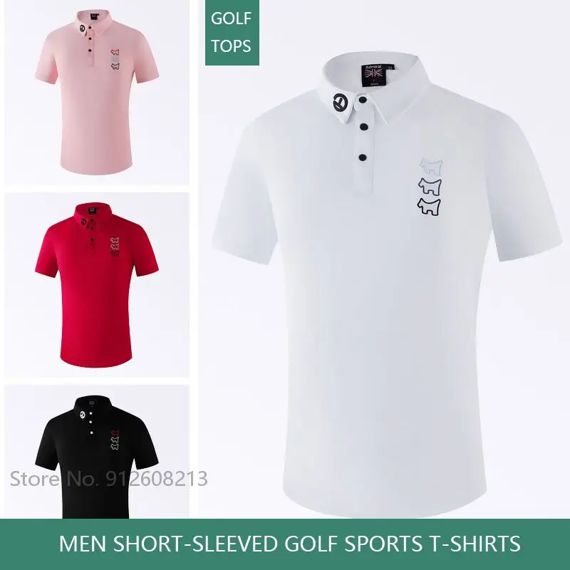 

Summer Short-sleeve Quick-dry Golf T-shirt Men Outdoor Leisure Golf Tops Turn-down Collar Shirt Male Elastic Sports Jersey S-2XL