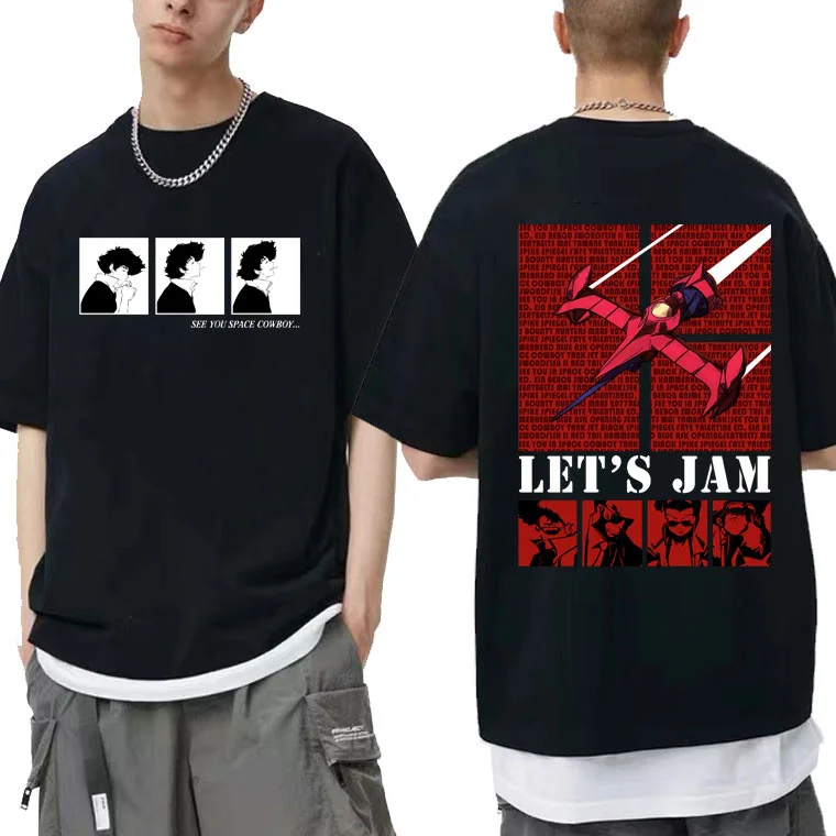 

Anime Spike Spiegel Cowboy Bebop Tshirt Fashion Cartoon Graphics Unisex Loose T Shirts Hip Hop T-shirt Men Women Short Sleeve