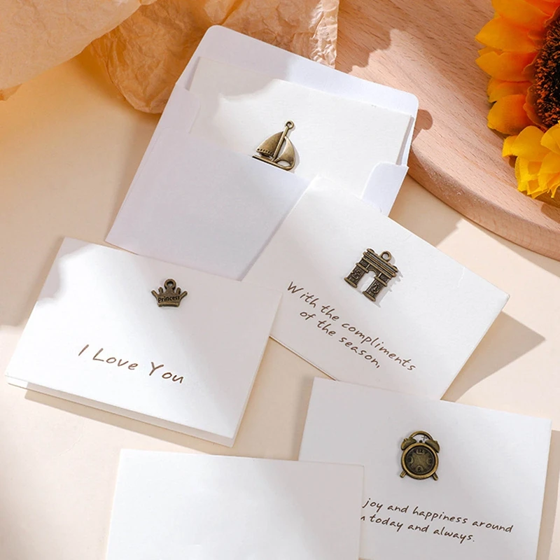 

20pcs Creative Envelope Small Happy Birthday Postcard Greeting Gift Cards Metal 3D Handmade Holiday Blank Thank You Card