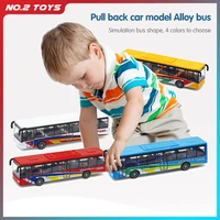 high quality alloy car model city high imitation double decker bus station model sets kit toys vehicle for kids children gift