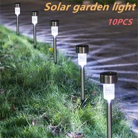 pamnny 10pcs solar led stainless small tube lights outdoor waterproof solar landscape lawn lamps for path yard garden decoration