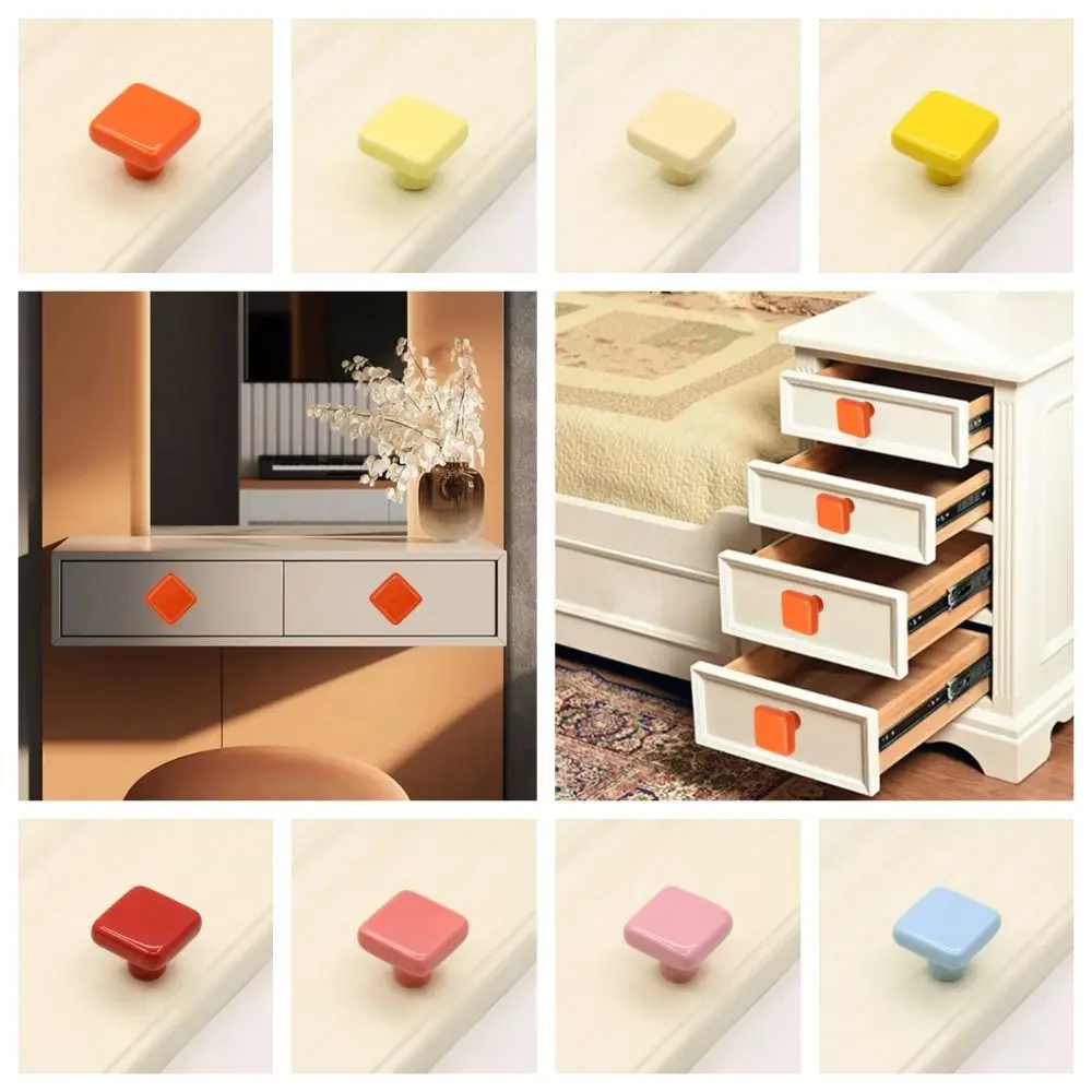 Простота цветная керамическая ручка с одним отверстием квадратные ручки для