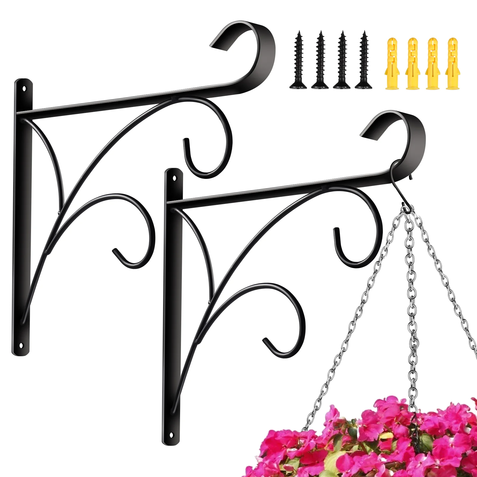 

HOMEMAXS 2 Pack Retro Anti-rust Wall Mount Hangers Hanging Plant Brackets Planter Hooks