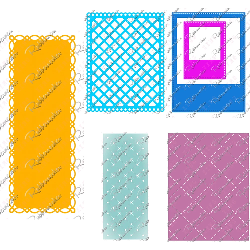 

2022 Slimline Ovals Frame Quilted Cover Lattice with Scallop Quilted Stitch Pierced Cover Polaroid Tabbed Set Metal Cutting Dies