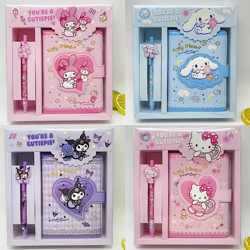 Kawaii Sanrio Hello Kitty Kuromi милый мультяшный блокнот коричная канцелярия милые