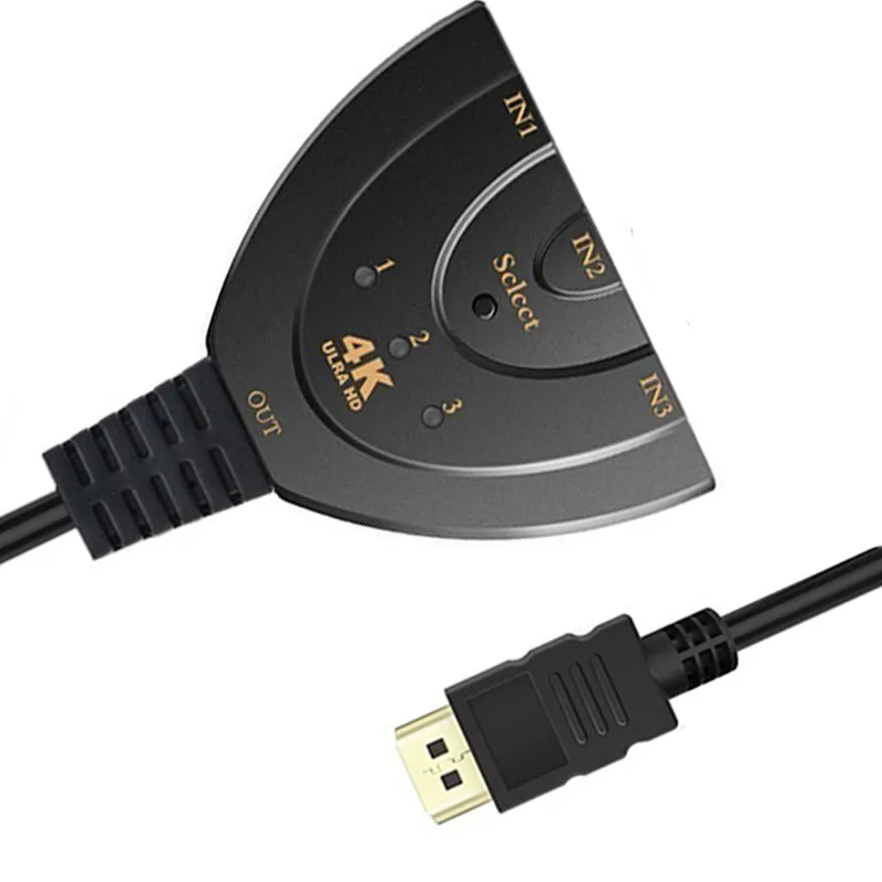 4K * 2K 3D Mini 3 порта HDMI-совместимый коммутатор 1.4b 4K 1080P переключатель сплиттер 3 в 1 выходной порт концентратор кабель для DVD HDTV Xbox PS3 PS4