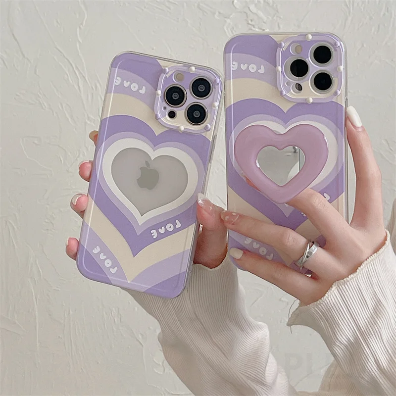 Чехол-подставка для телефона с милым зеркалом макияжа iPhone 11 12 13 Pro Max 7 8 Plus XR X XS