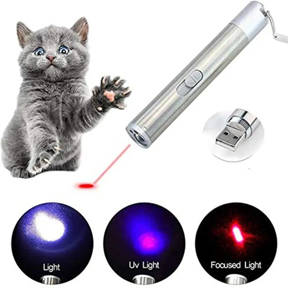 

Funny Cat Stick With USB Rechargeable LED Projection Pattern Multi-pattern Red Light Green Light Switchable Pet Interactive Toy
