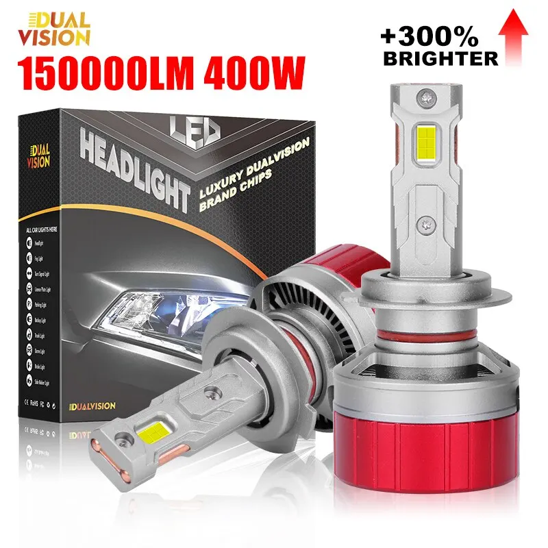 400W H4 H11 H7 LED 150000LM HeadLight Bulbs H8 H9 H1 HB3 HB4 9005 9006 9012 Led Double Copper Tube Turbo Fog Light 12V Auto Lamp