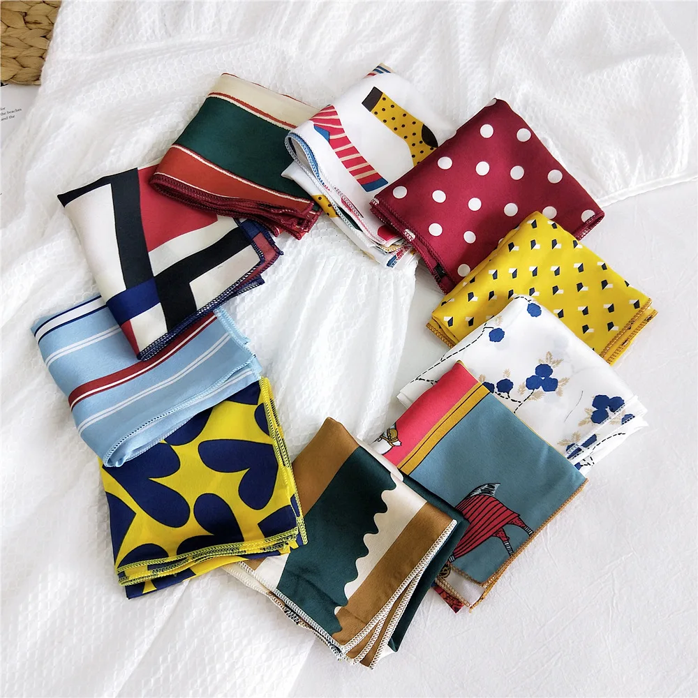 Квадратный атласный шелковый шарф 50 см женские модные шейные шарфы повязка на