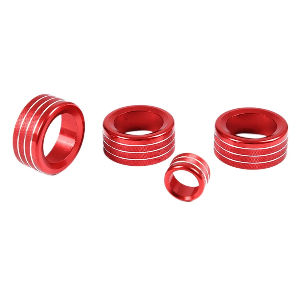 

4PCS Air Condition Volume AC Knob Cover Start Button Switch Cover Trim Ring Accessories for Honda Civic 2022 Red
