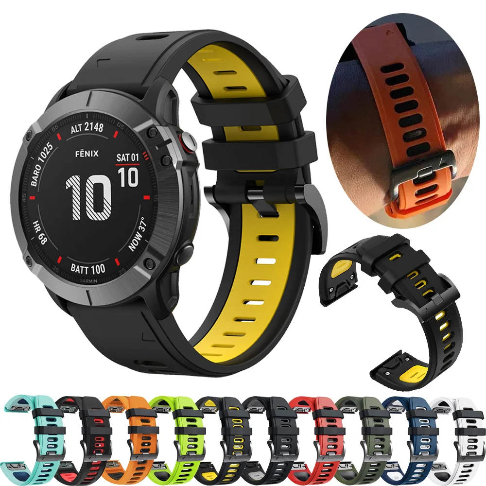 

Ремешок силиконовый для смарт-часов Garmin Fenix 7 7X 6 6X Pro 5X 5 Plus 3 HR 935