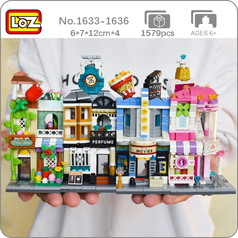 

LOZ городской цветок, парфюм, свадебное платье, магазин кинотеатра, архитектура, мини-кубики, строительные игрушки для детей, без коробки