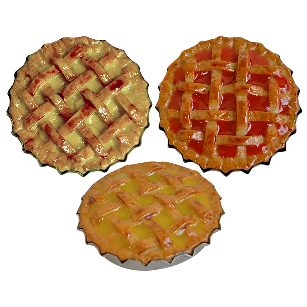 

3 Pcs Mini Dessert Model House Food Models Artificial Fake Miniature Pies Alloy Ornament Simulation