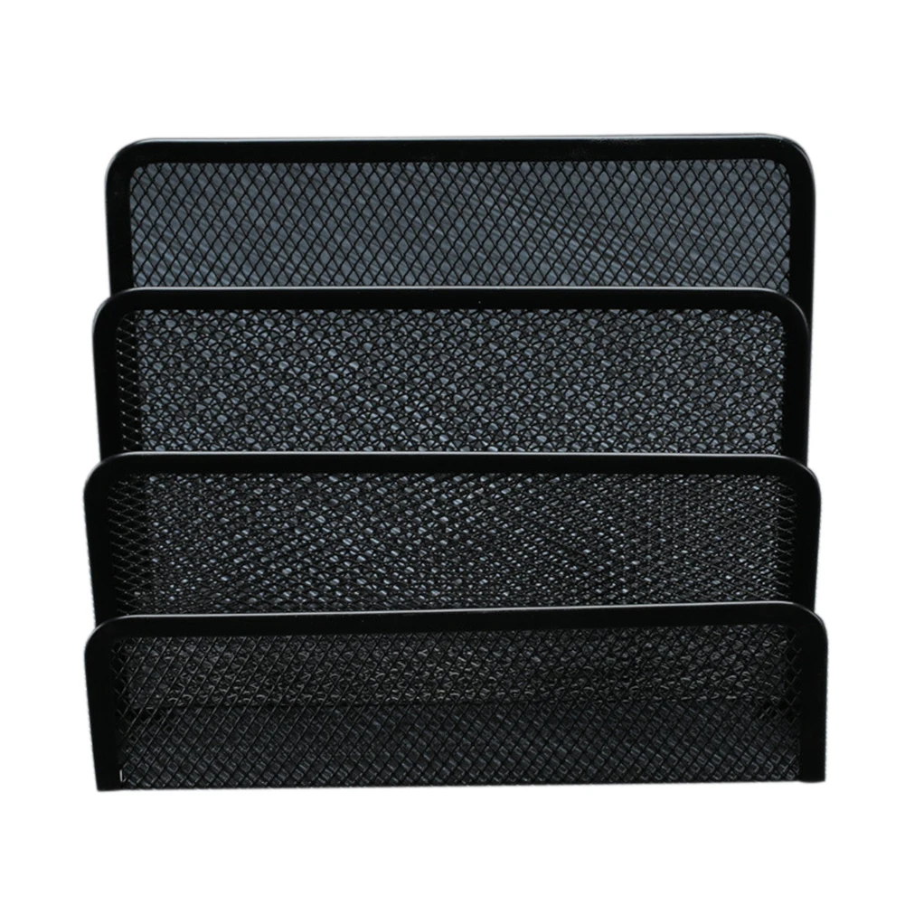 

File Holder Tray Desk Organizer Easy Storage Space Saving 3 Layers Black Metal Mesh Office Practical Lightweight Document School