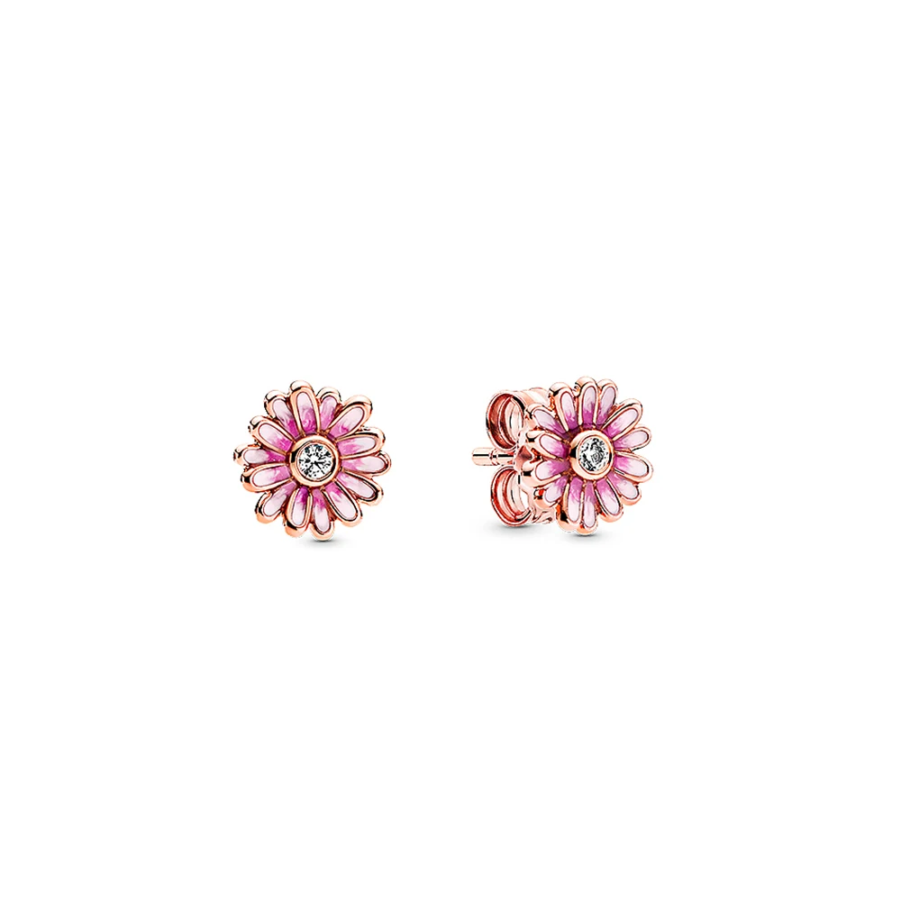 

Fits Pandora 925 Sterling Silver Pink Daisy Stud Earrings for Women's Banquet or Anniversary Gift