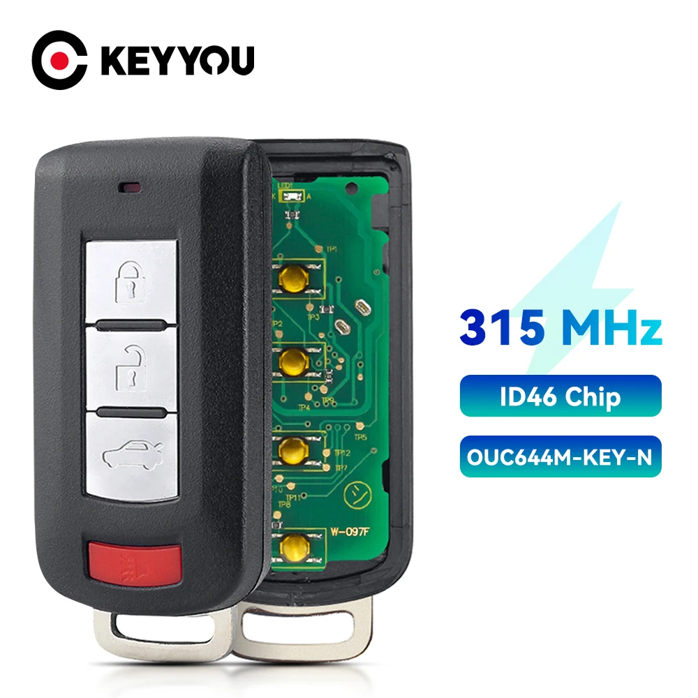 

KEYYOU безключевой go Smart Remote Автомобильный ключ 315 МГц ID46 PCF7952 для Mitsubishi Lancer Outlander 2008-2016 OUC644M-KEY-N 3/4 кнопка