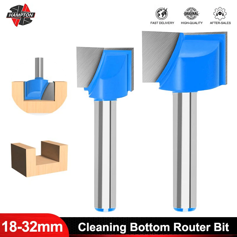 

Hampton Cleaning Bottom Router Bit 1pc 8mm Shank 18-32mm Carbide End Mill CNC Milling Cutter For Wood Engraving Bit