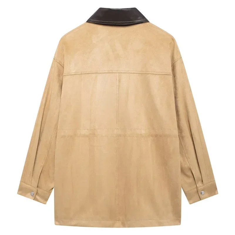 TRAF женские зимние куртки 2024 осенние кожаные флисовые парки большого размера