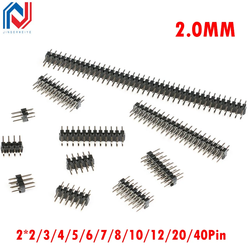 

10Pcs/lot Pitch 2.0mm 2.0 Double Row Male 2-40Pin Breakaway PCB Board Pin Header Connector Strip 2*2/3/4/5/6/7/8/10/12/20/40Pin