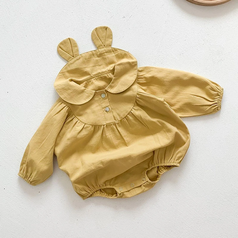 

0-24M baby girl clothes Rabbit Ears one-piece suit clothing Rompers Babysuit Cotton Kids Outfit Romper Solid Baby Costume