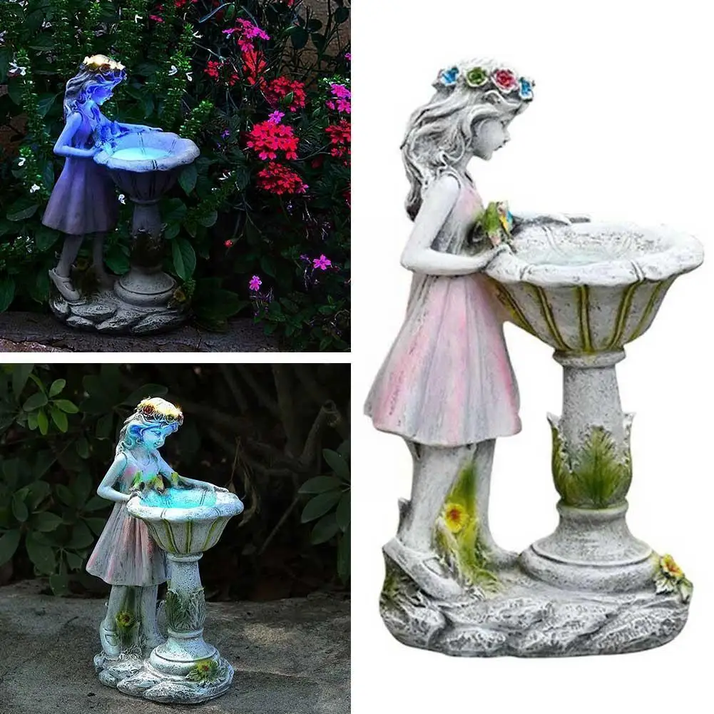 

LED Solar Fairy Resin Lamp Statue Outdoor Ornaments Decoration Garden Elf Luminous Garden Crafts Girl Flower Fairy Q7V6