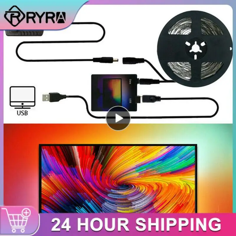 

Светодиодная лента с USB фоновой лампой WS2812B, водонепроницаемая Диодная лента 1/2/4 м, 5 м, комплект подсветки экрана телевизора, умные декоративные лампы
